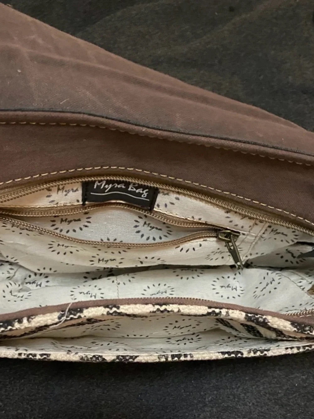 Stylish Brown Chevron & Haircalf Crossbody Bag